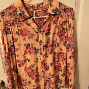 Free People orange floral top
